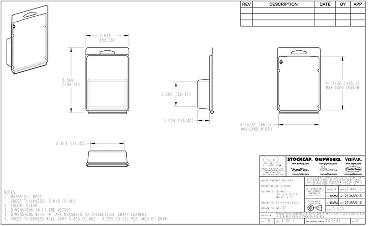449346 - Stock Clamshell Packaging Technical Drawing